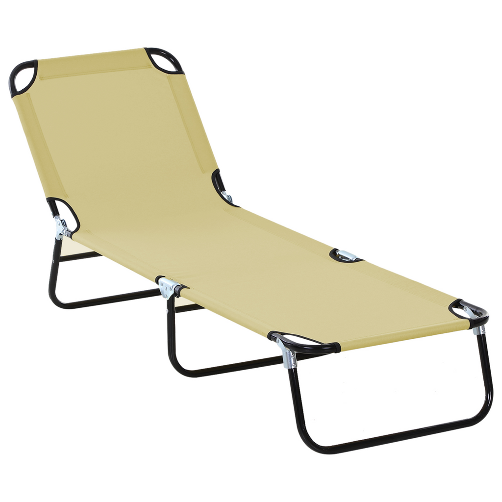 Reclining Lounge Chair with 3-Level Adjustable Backrest, Beige