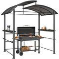 Outsunny BBQ Patio Canopy Gazebo with Interlaced Polycarbonate Roof 2 Shelves