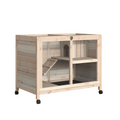Indoor Rabbit Hutch Guinea Pig House Bunny Cage Openable Roof, Natural