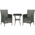 2 Seater GardenRattan Furniture Bistro Set Table Set Conservatory, Light Grey