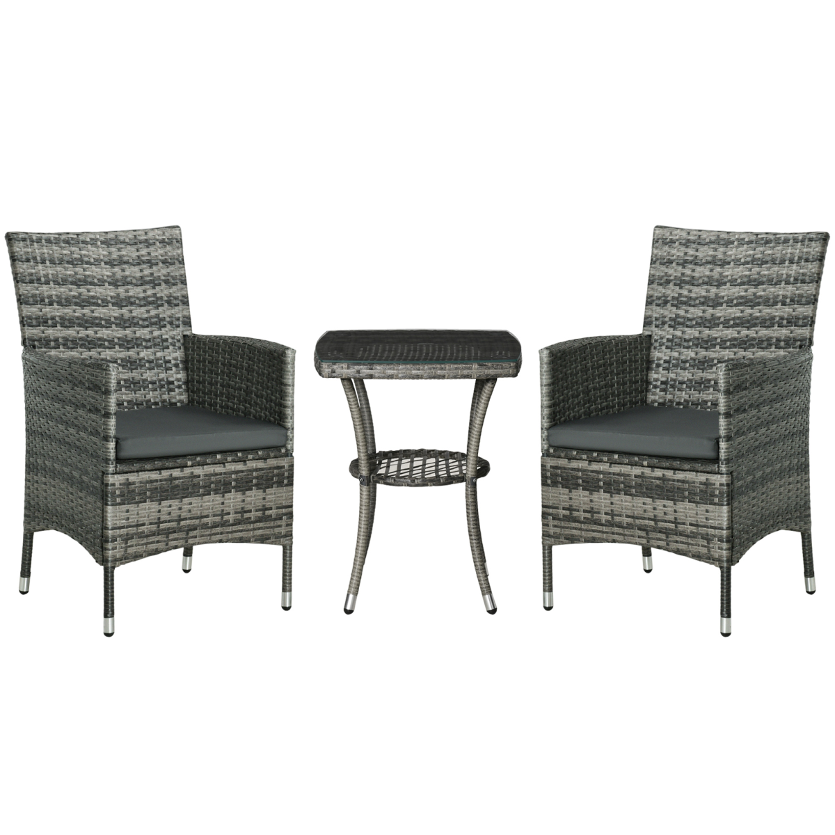 2 Seater GardenRattan Furniture Bistro Set Table Set Conservatory, Light Grey