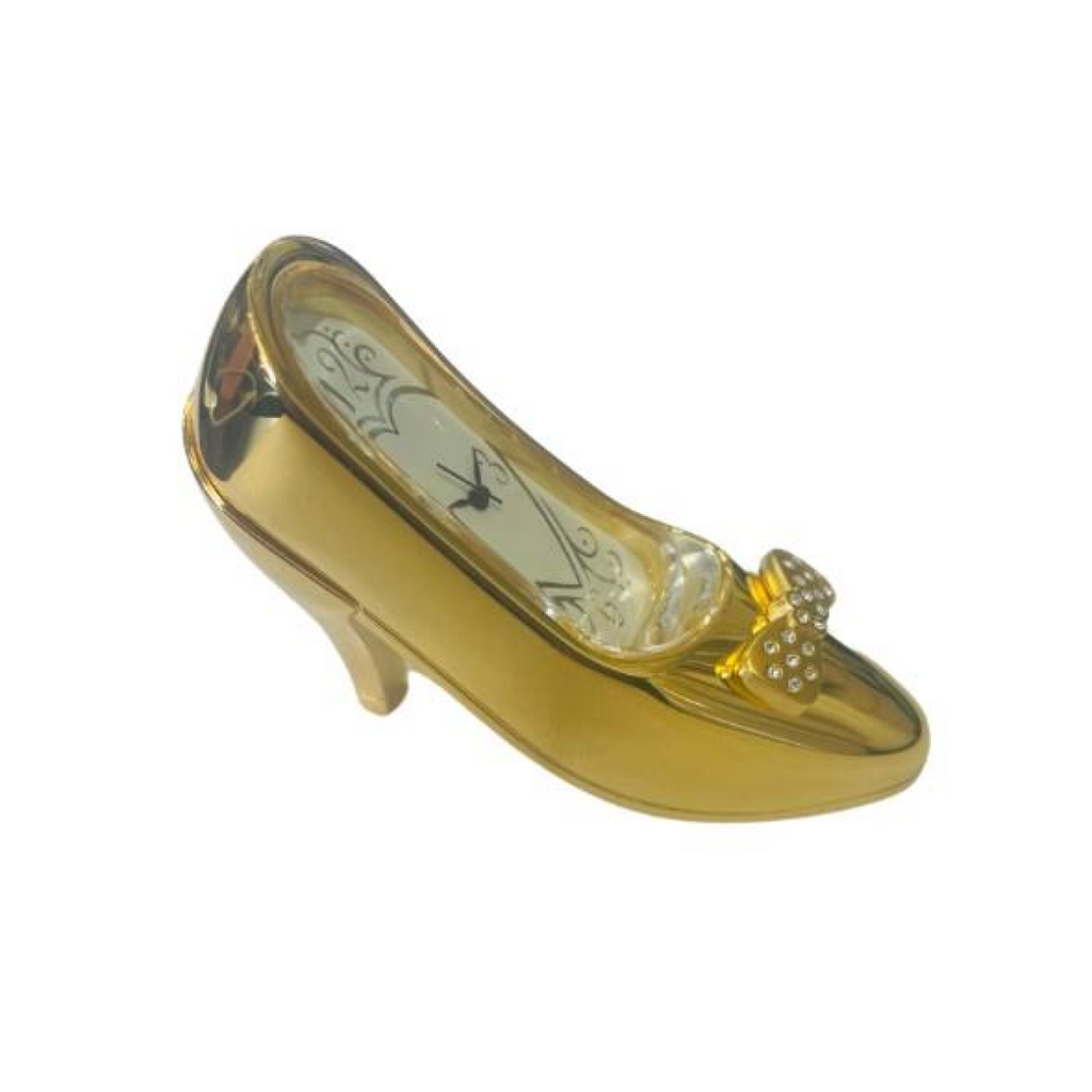 Miniature Clock Gold plated Stiletto Heel Solid Brass - NEEDS BATTERIES