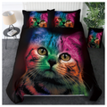 Cat Bedding for Kids Girls Boys Cute Colorful Cat Pattern Quilt Cover Bedspread 3