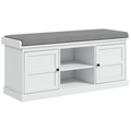HOMCOM Shoe Storage Bench with Cushion 2 Cabinets for Entryway Hallway White