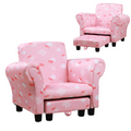 Cute Cloud Star Kids Children Armchair Mini Seat Wood with Footrest Padding Pink