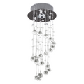 Crystal Chandelier, Spiral Rain Drop-Silver/Crystal