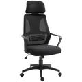 Mesh Back Office Chair with Adjustable Height Padded Headrest Black Vinsetto