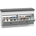 Shoe Storage Bench with Seat Cushion Cabinet Organizer with 2 Drawers