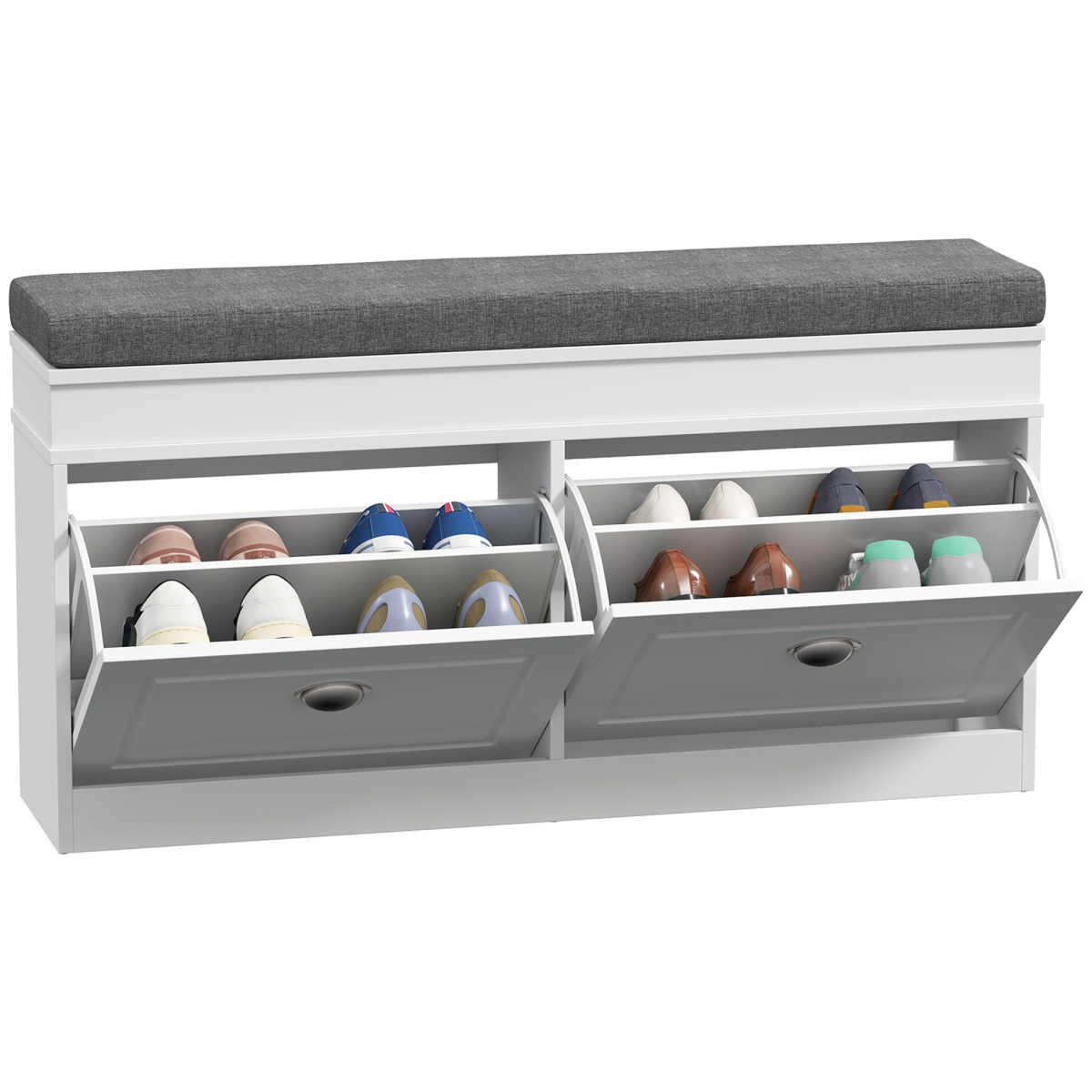 Shoe Storage Bench with Seat Cushion Cabinet Organizer with 2 Drawers