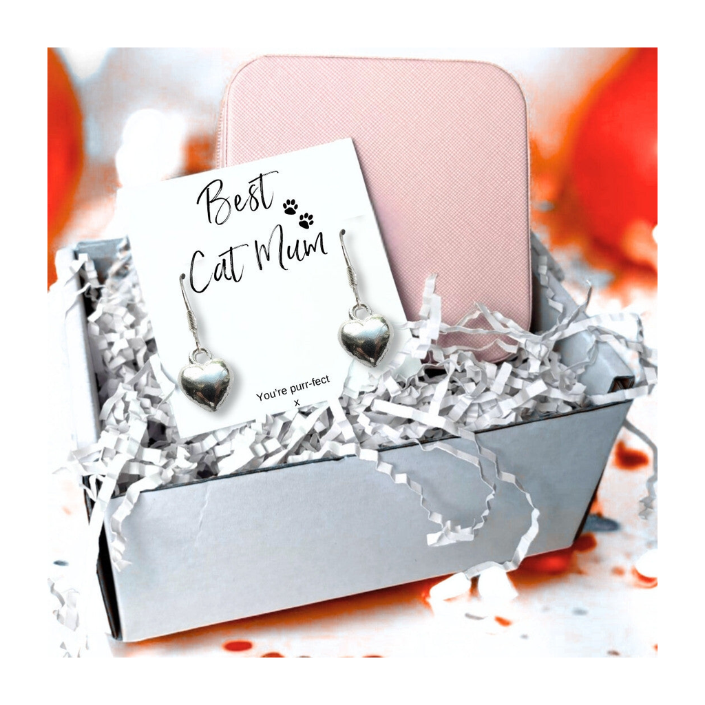 Best Cat Mum Earrings & Jewellery Box Gift