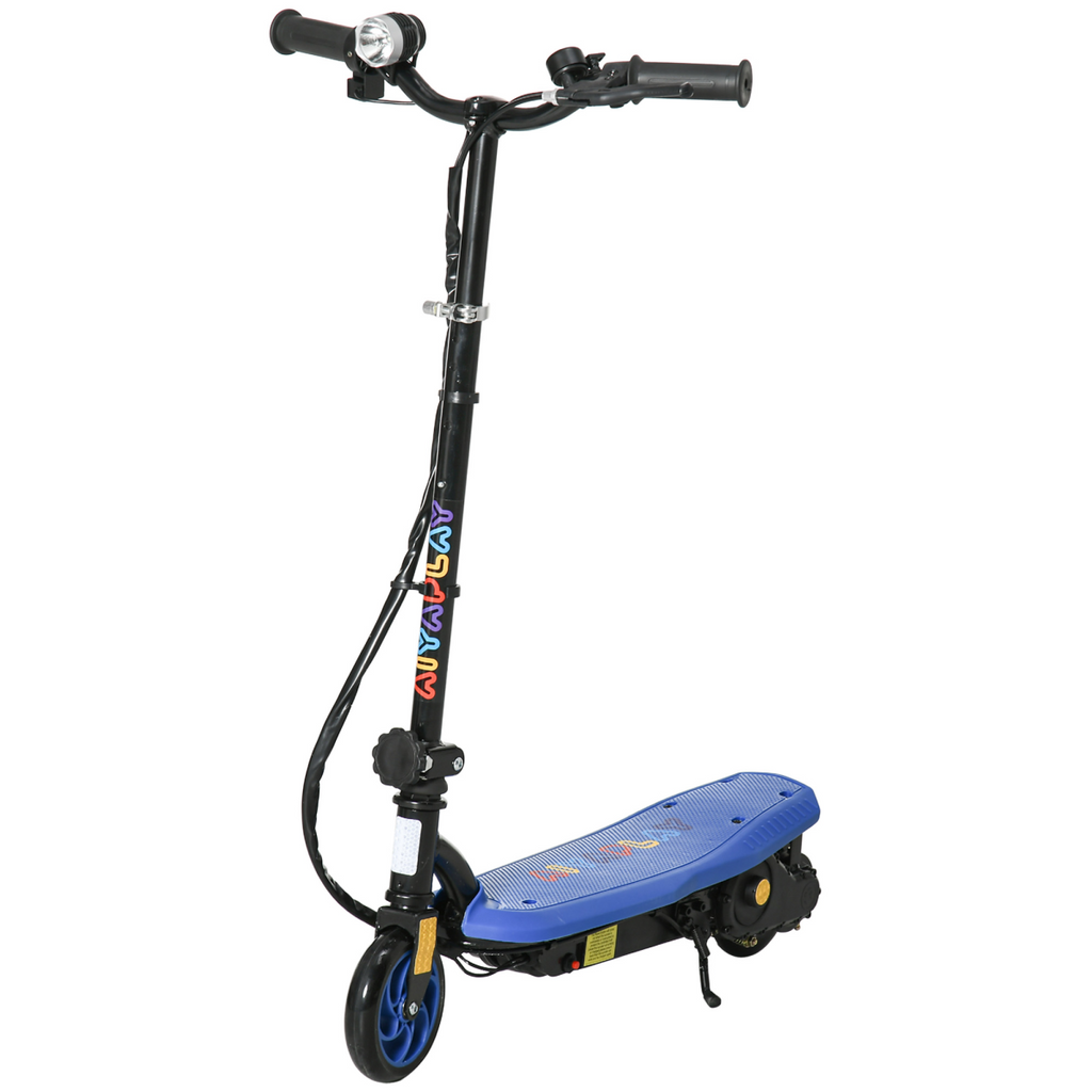 Folding Electric Scooter E-Scooter with LED Headlight, for Ages 7-14 Years - Blue