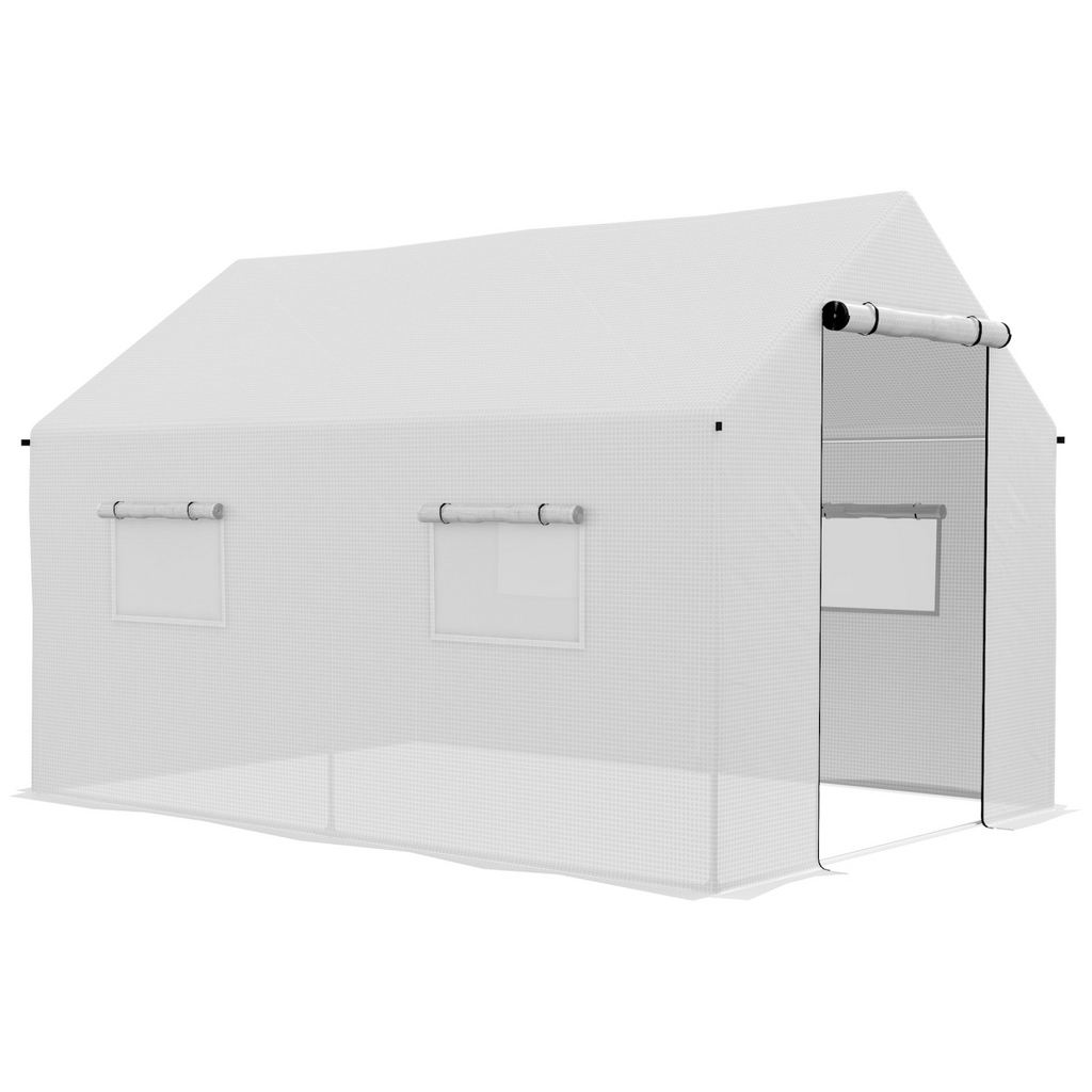 Outsunny Tunnel Greenhouse W/ UV-resistant PE Cover, Wide Door, 2 x 3(m), White