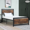 HOMCOM Single Size Metal Bed Frame with Headboard & Footboard, 97x195x103cm