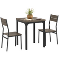 HOMCOM 3 Pcs Compact Dining Table 2 Chairs Set Grey Wood Grain