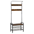 Industrial Coat Rack Stand with 8 Hooks Hangers Storage Cabinet Brown