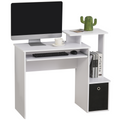 Computer Desk with Sliding Keyboard Tray Storage Drawer Shelf White