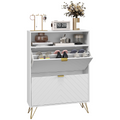 HOMCOM Narrow Shoe Storage Cabinet with 2 Flip Drawers for 12 Pairs of Shoes