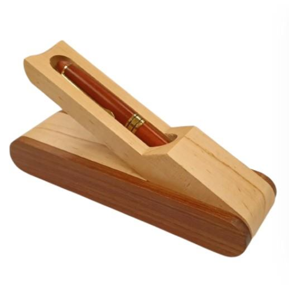 Imperial Wooden Light Brown Gold Trim Ballpoint Pen Gift Set With Handmade