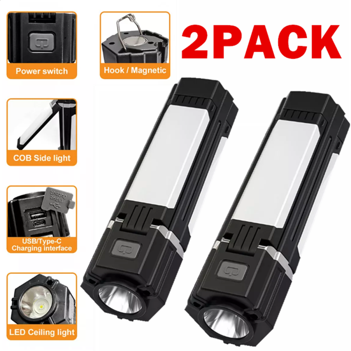 （2 pack）Rechargeable Foldable LED Camping Lantern Light Outdoor Camping Hiking Flashlight  Work Light  Camping Lantern Light