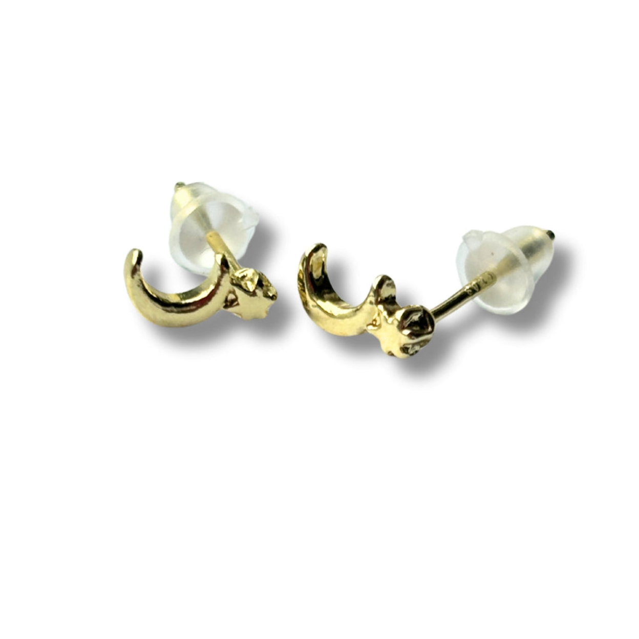 Starry Moon Gold Stud Earrings