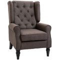 Retro Accent Chair Wingback Armchair with Wood Frame for Living Room Brown