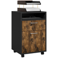 HOMCOM 60cm Storage Cabinet with Drawers and Open Shelf, Rustic Brown
