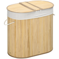 100L Bamboo Laundry Basket with 2 Compartments Washing Baskets Natural HOMCOM