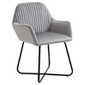 Modern Accent Chair Velvet-Feel Upholstered Lounge Armchair Metal Base Grey