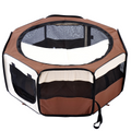 Fabric Pet Puppy Dog Cat Rabbit Pig Guinea Playpen Run Brown Cream M PawHut