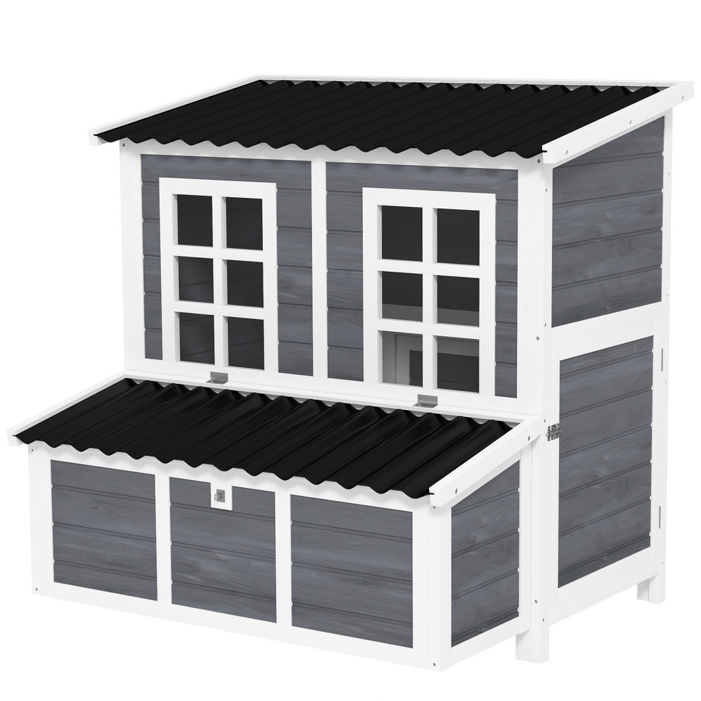 PawHut Wooden Chicken Coop w/ Nesting Box for 4-6 Chickens, 100 x 86 x 100cm