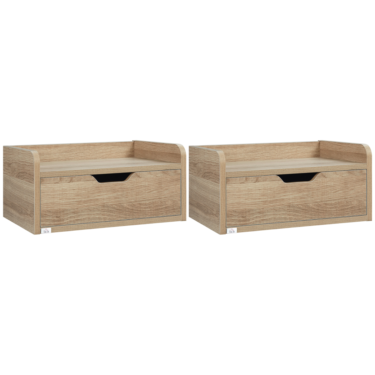 HOMCOM Floating Nightstand Set of 2, Wall Mounted Bedside Table with Drawer