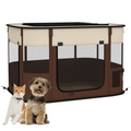 PawHut Portable Dog Pen for Puppies, Rabbits, Kittens, Guinea Pigs - Brown