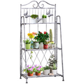 Outsunny 3-Tier Metal Folding Plant Stand Display Rack Bookshelf Unit Outdoor