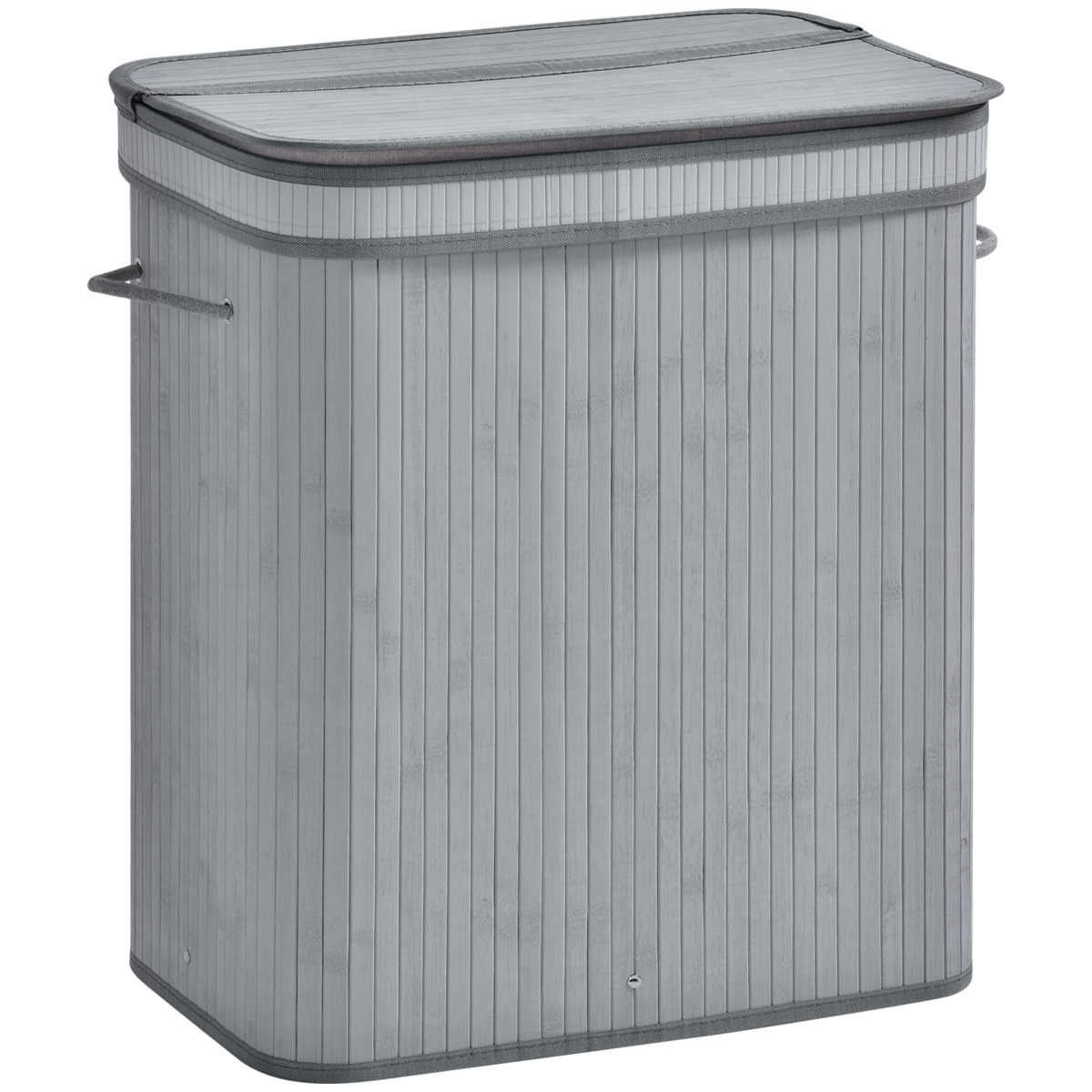 100L Flip Lid Bamboo Laundry Basket Grey
