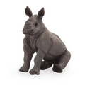 Rhino Baby Sitting Toy  Realistic Wildlife Animal Model