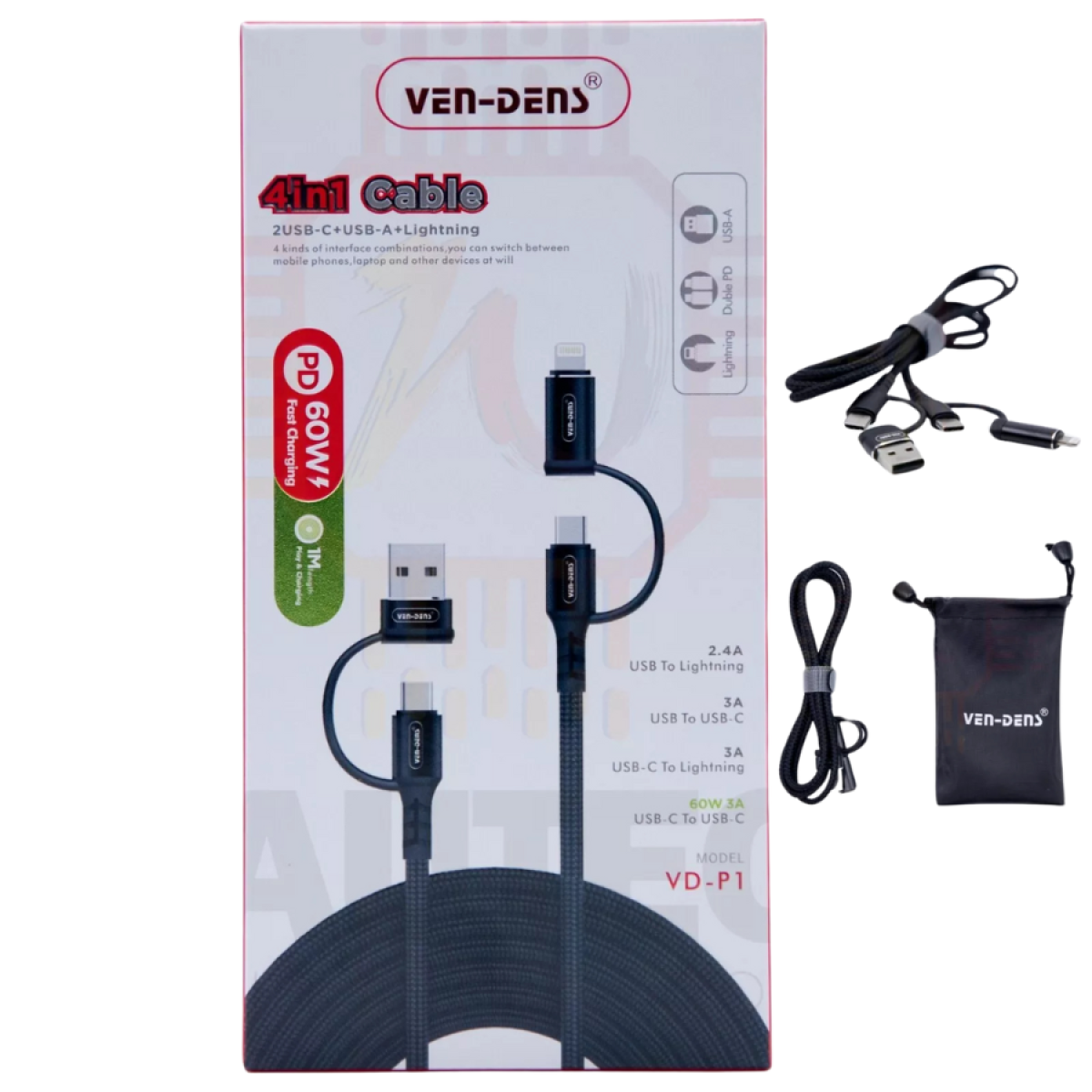 Ven Dens 4 in 1 60W Fast Charging Cable