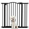 PawHut 74-87cm Adjustable Metal Pet Gate Safety Barrier w/ Auto-Close Black