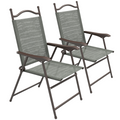 Outsunny Folding Chairs Set with Armrest, Breathable Mesh Fabric Seat, Dark Grey