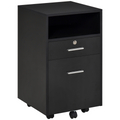 Mobile File Cabinet Lockable Documents Storage w/ 5 Wheels Black Vinsetto