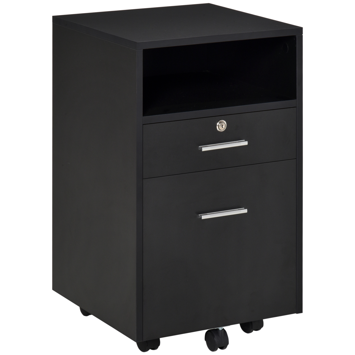Mobile File Cabinet Lockable Documents Storage w/ 5 Wheels Black Vinsetto