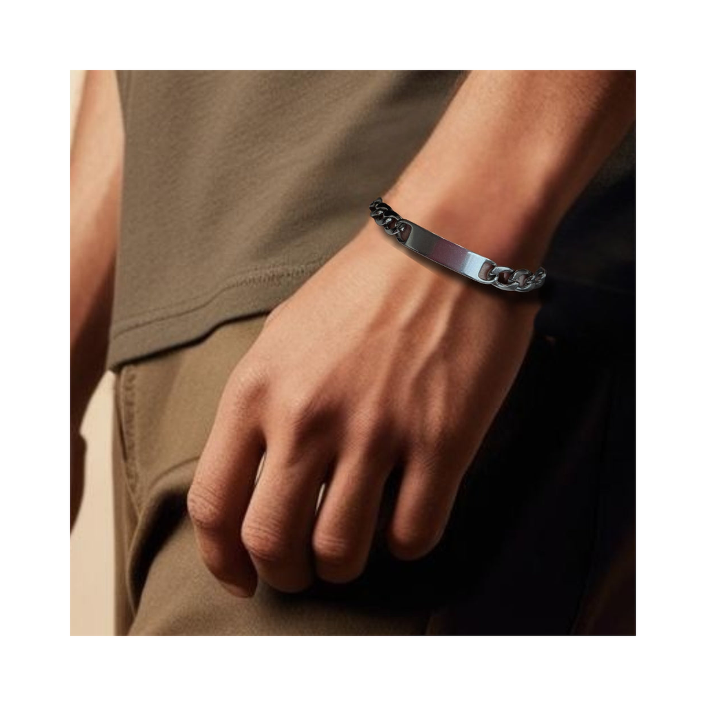 Men's Chunky ID Silver Bracelet
