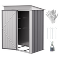 Small Garden Shed, Steel Lean-to Shed for Bike with Adjustable Shelf, Lock, 5x3