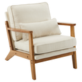 Oak Armrest Oak Upholstered Single Lounge Chair Indoor Lounge Chair Off-White