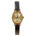 Limit Ladies Basic 27mm oval Golden Dial Black Number with Black Faux Leather