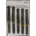 1555.05BK 18MM 2X Extra Long Black Leather Watch Straps Pack of 5