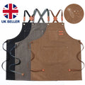 Kitchen Cooking BBQ Plain Denim Canvas Pocket Apron Butcher Crafts Baking Chefs-Gray