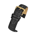 Black Padded Crocodile Grain Leather Watch Strap 24mm