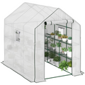 Outsunny Walk-in Outdoor Green House with Door and Mesh Windows, White