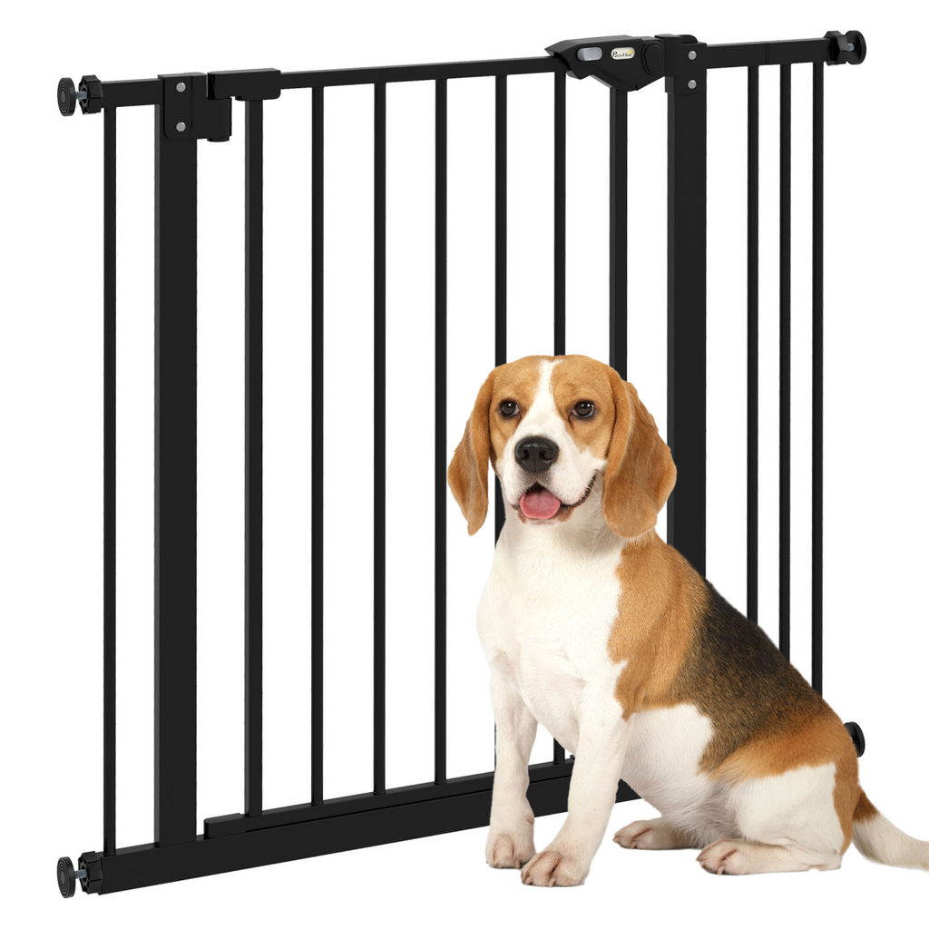 PawHut Adjustable Safety Gate with 1 Extensions and Four Adjustable Screws, Black
