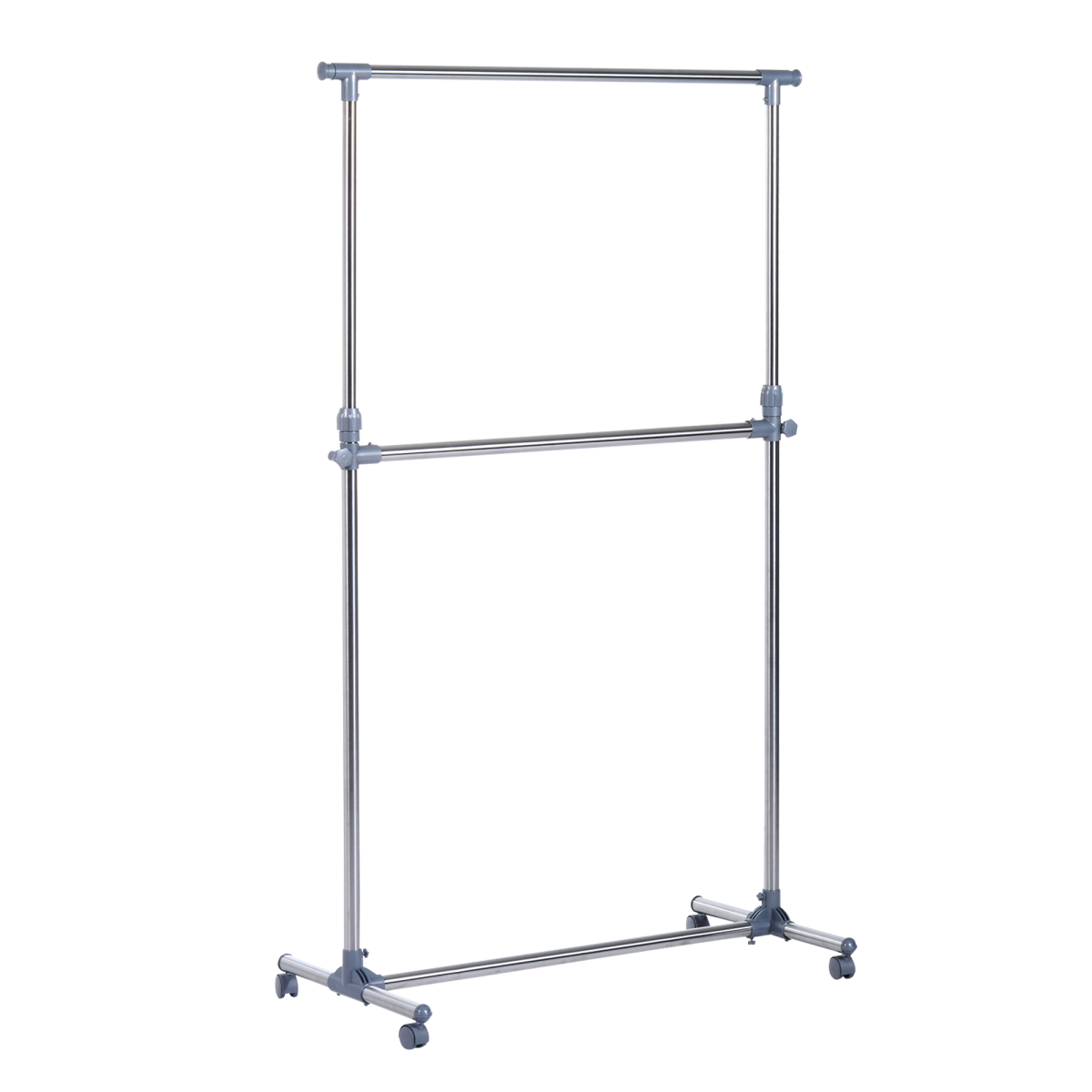 Clothes Hanger with Wheels, Heavy Duty-Silver/Grey